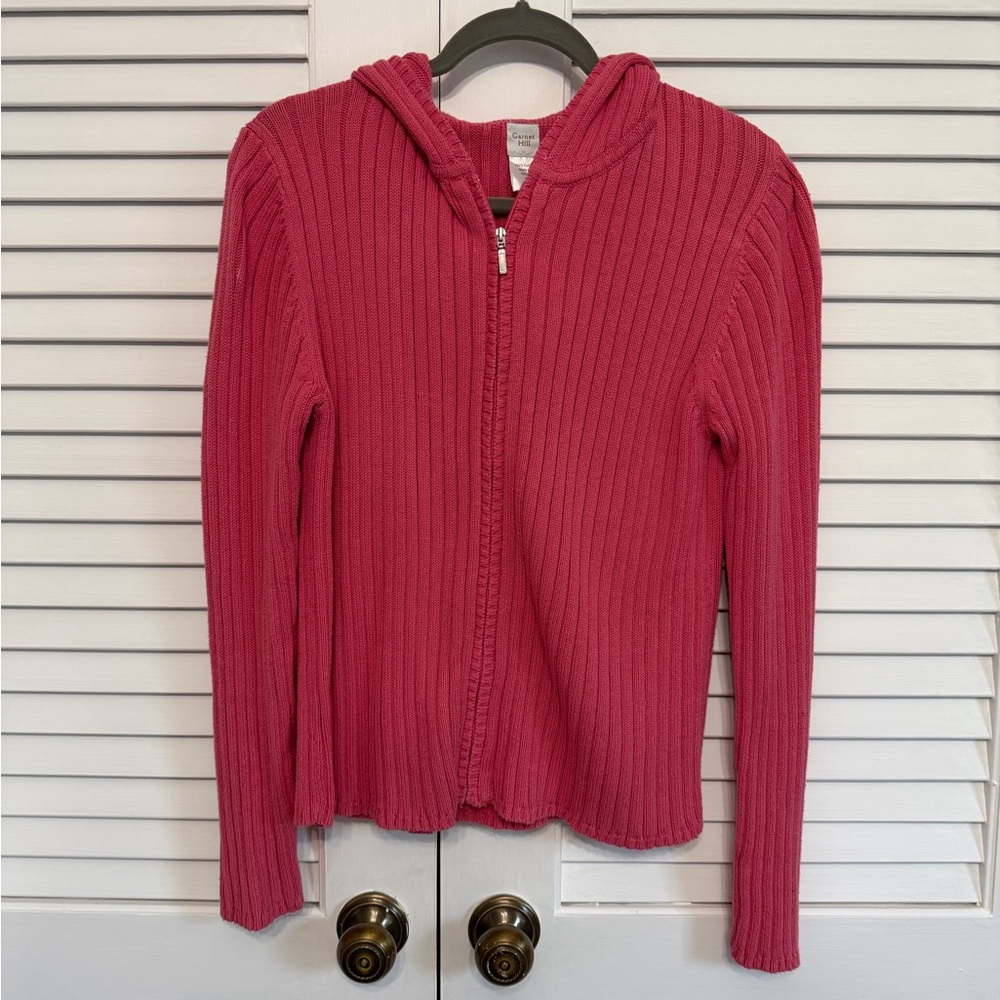Garnet Hill Ribbed Knit Sweater Hoodie